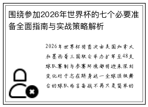 围绕参加2026年世界杯的七个必要准备全面指南与实战策略解析 围绕参加2026年世界杯的七个必要准备全面指南与实战策略解析